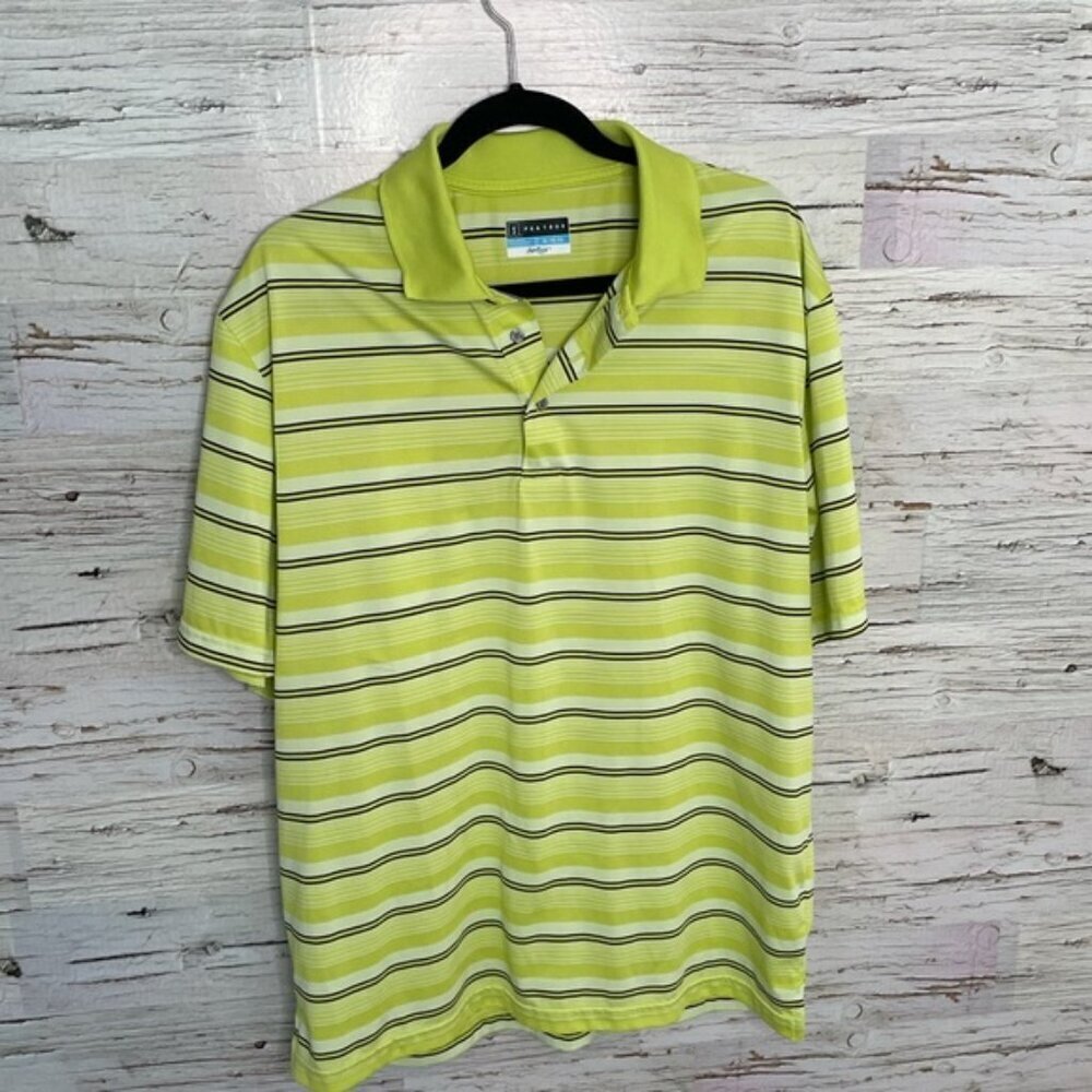 PGA tour yellow striped golf shirt XL top polo